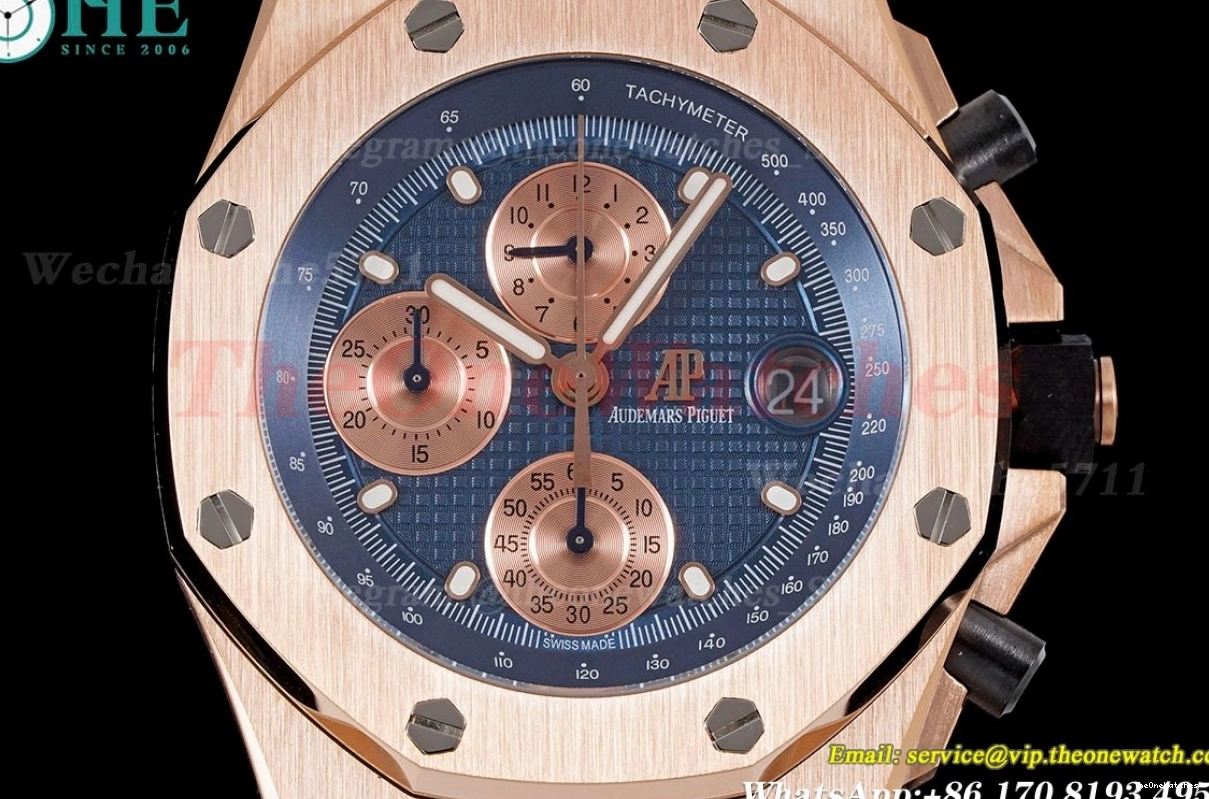 Gold 42mm Blue Oak Royal Offshore APF A7750 RG RG 0303